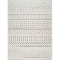 Livabliss Le Mans-Modern White 3D High & Low Pile Textured In- & Outdoor Rug 200 X 275 Cm Easy Care, Non Shedding - thumbnail 1