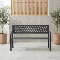 Steel Garden Bench 3 Seater Outdoor Patio Seating Furniture Seat Lattice Style - thumbnail 3