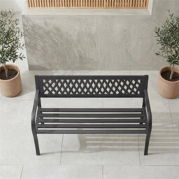Steel Garden Bench 3 Seater Outdoor Patio Seating Furniture Seat Lattice Style - thumbnail 4