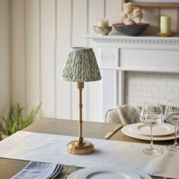 Luminosa Lighting Luminosa Burley Rechargeable Brushed Aged Brass Plate Table Lamp With Herb Garden Green Fabric Leaf Shade 16Cm Integrated Led - thumbnail 3