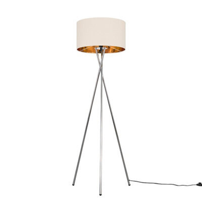 Valuelights Camden Chrome Tripod Floor Lamp With Beige/gold Shade - image 1