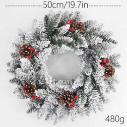 Amorly Christmas Wreath For Front Door Snowflake Snow Ball Pinecone Ornaments Wreath For Winter Holiday Christmas Party Decorations - thumbnail 2