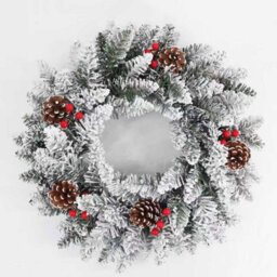 Amorly Christmas Wreath For Front Door Snowflake Snow Ball Pinecone Ornaments Wreath For Winter Holiday Christmas Party Decorations - thumbnail 1