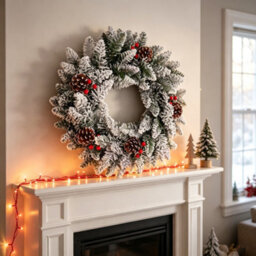 Amorly Christmas Wreath For Front Door Snowflake Snow Ball Pinecone Ornaments Wreath For Winter Holiday Christmas Party Decorations - thumbnail 4