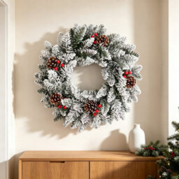 Amorly Christmas Wreath For Front Door Snowflake Snow Ball Pinecone Ornaments Wreath For Winter Holiday Christmas Party Decorations - thumbnail 5