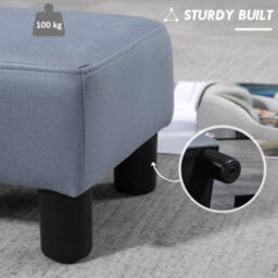 Homcom Ottoman Footrest Seat Chair Footstool Microfiber Cloth Home Office Grey - thumbnail 5