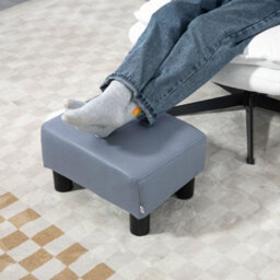 Homcom Ottoman Footrest Seat Chair Footstool Microfiber Cloth Home Office Grey - thumbnail 6