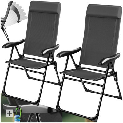 Tectake Camping Chair Muritz - Folding, Lightweight, 7 Position Backrest, Weather Resistant - Anthracite - Set Of 2 - image 1