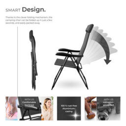 Tectake Camping Chair Muritz - Folding, Lightweight, 7 Position Backrest, Weather Resistant - Anthracite - Set Of 2 - thumbnail 3