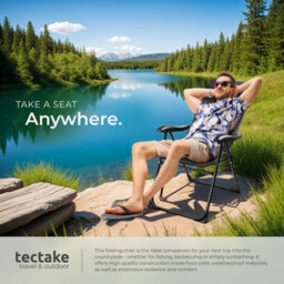 Tectake Camping Chair Muritz - Folding, Lightweight, 7 Position Backrest, Weather Resistant - Anthracite - Set Of 2 - thumbnail 5