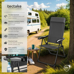 Tectake Camping Chair Muritz - Folding, Lightweight, 7 Position Backrest, Weather Resistant - Anthracite - Set Of 2 - thumbnail 2