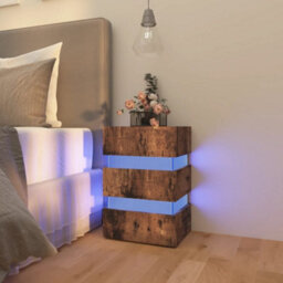 Vidaxl Led Bedside Cabinet Smoked Oak 45X35X67 Cm Engineered Wood - thumbnail 1