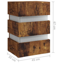 Vidaxl Led Bedside Cabinet Smoked Oak 45X35X67 Cm Engineered Wood - thumbnail 8