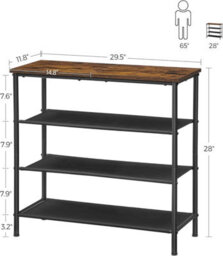LEDREM Shoe Rack 4 Tier, Narrow Shoe Storage Organiser, With 3 Fabric Shelves And Top For Bags, Steel Frame, For Entryway, Closet - thumbnail 7