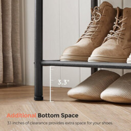 LEDREM Shoe Rack 4 Tier, Narrow Shoe Storage Organiser, With 3 Fabric Shelves And Top For Bags, Steel Frame, For Entryway, Closet - thumbnail 6