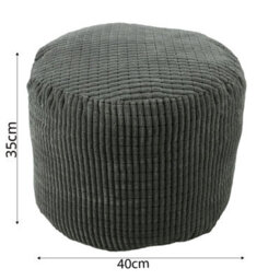 istyle mode Charcoal Jumbo Cord Footstool Oval Pouffe, Corduroy Ottoman Bean Bags 40Cm X 35Cm - thumbnail 3