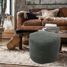 istyle mode Charcoal Jumbo Cord Footstool Oval Pouffe, Corduroy Ottoman Bean Bags 40Cm X 35Cm - thumbnail 7