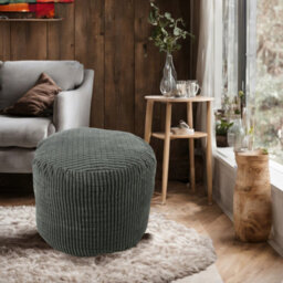 istyle mode Charcoal Jumbo Cord Footstool Oval Pouffe, Corduroy Ottoman Bean Bags 40Cm X 35Cm - thumbnail 6