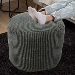 istyle mode Charcoal Jumbo Cord Footstool Oval Pouffe, Corduroy Ottoman Bean Bags 40Cm X 35Cm - thumbnail 4