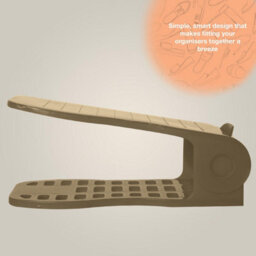 Haven Space Saver Shoe Rack Organiser Standard Size Easy Clean & Sturdy, Brown - thumbnail 3