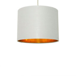 First Choice Lighting Set Of 2 Grey Cotton Gold Lining 25Cm Pendant Lightshade - thumbnail 2