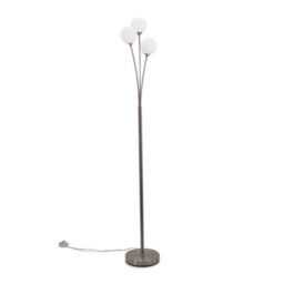 Valuelights Velika Chrome 3 Way Triple Floor Lamp With White Frosted Glass Globe Shades