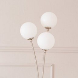 Valuelights Velika Chrome 3 Way Triple Floor Lamp With White Frosted Glass Globe Shades - thumbnail 3