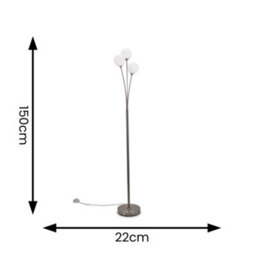 Valuelights Velika Chrome 3 Way Triple Floor Lamp With White Frosted Glass Globe Shades - thumbnail 7