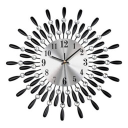 Black 38Cm Diamante Beaded Crystals Quartz Jeweled Wall Clock Home Decor Living Room - thumbnail 1