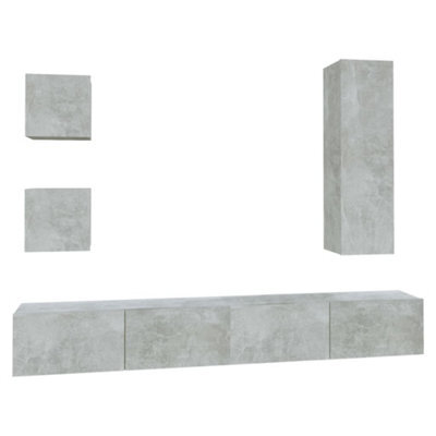 Berkfield Classic 5 Piece Tv Cabinet Set Concrete Grey Engineered Wood - image 1