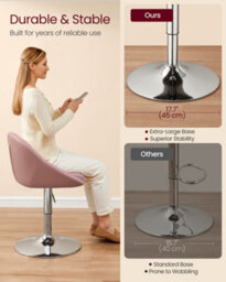 LEDREM Adjustable Dressing Chair, Office Chair, Swivel Stool With Backrest, Steel, For Counter, Home Office, Dressing Table, Dining Room - thumbnail 4