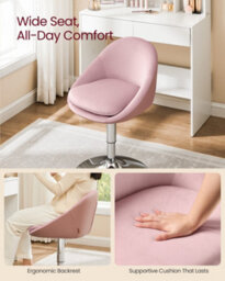 LEDREM Adjustable Dressing Chair, Office Chair, Swivel Stool With Backrest, Steel, For Counter, Home Office, Dressing Table, Dining Room - thumbnail 3