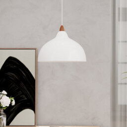 Living And Home Minimalist And Stylish Metal Lampshade Pendant Light, E27 Base White Lampshade For Kitchen And Diningroom Pendant Light