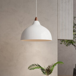 Living And Home Minimalist And Stylish Metal Lampshade Pendant Light, E27 Base White Lampshade For Kitchen And Diningroom Pendant Light - thumbnail 3