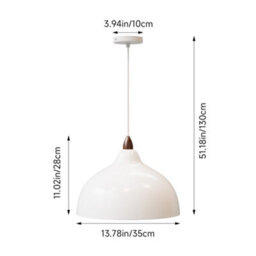 Living And Home Minimalist And Stylish Metal Lampshade Pendant Light, E27 Base White Lampshade For Kitchen And Diningroom Pendant Light - thumbnail 8