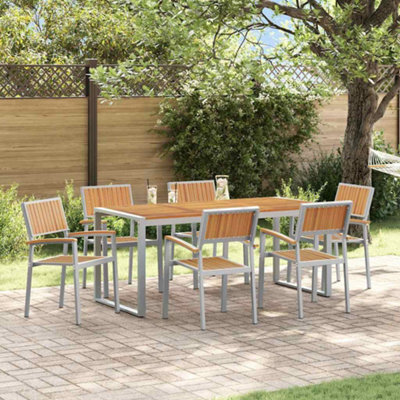 Berkfield Garden Dining Set 7 Pcs Grey And Brown 180 X 90 X 75 Cm - image 1