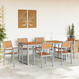 Berkfield Garden Dining Set 7 Pcs Grey And Brown 180 X 90 X 75 Cm - thumbnail 4