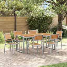 Berkfield Garden Dining Set 7 Pcs Grey And Brown 180 X 90 X 75 Cm