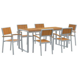 Berkfield Garden Dining Set 7 Pcs Grey And Brown 180 X 90 X 75 Cm - thumbnail 2