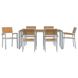 Berkfield Garden Dining Set 7 Pcs Grey And Brown 180 X 90 X 75 Cm - thumbnail 7