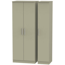 Trent Tall Triple Plain Wardrobe In Mushroom Gloss & Mushroom Matt (Ready Assembled) - thumbnail 1