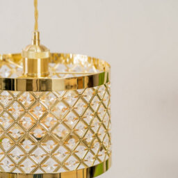 Valuelights Hadley Gold Easy Fit Metal Cut Out Acrylic Jewel Drum Ceiling Light Shade (D)24Cm - thumbnail 4