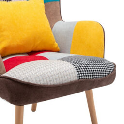 Thehotsale Multicoloured Upholstered Wingback Armchair With Footrest And Lumbar Pillow - thumbnail 7