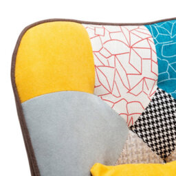 Thehotsale Multicoloured Upholstered Wingback Armchair With Footrest And Lumbar Pillow - thumbnail 6
