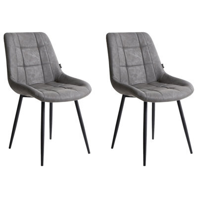 Beliani Set Of 2 Dining Chairs Melrose Faux Leather Grey - image 1