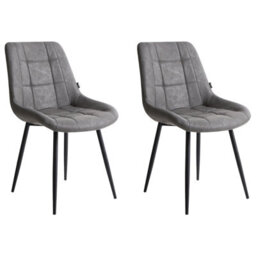 Beliani Set Of 2 Dining Chairs Melrose Faux Leather Grey - thumbnail 1