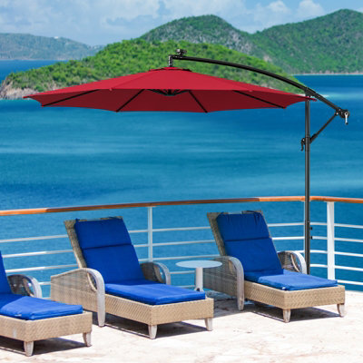 Costway 3 M Patio Solar-Lighted 112 Led Cantilever Offset Umbrella W/ Crank Tilt - image 1