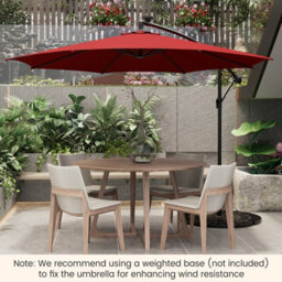 Costway 3 M Patio Solar-Lighted 112 Led Cantilever Offset Umbrella W/ Crank Tilt - thumbnail 4