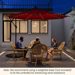 Costway 3 M Patio Solar-Lighted 112 Led Cantilever Offset Umbrella W/ Crank Tilt - thumbnail 5