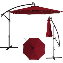 Costway 3 M Patio Solar-Lighted 112 Led Cantilever Offset Umbrella W/ Crank Tilt - thumbnail 2